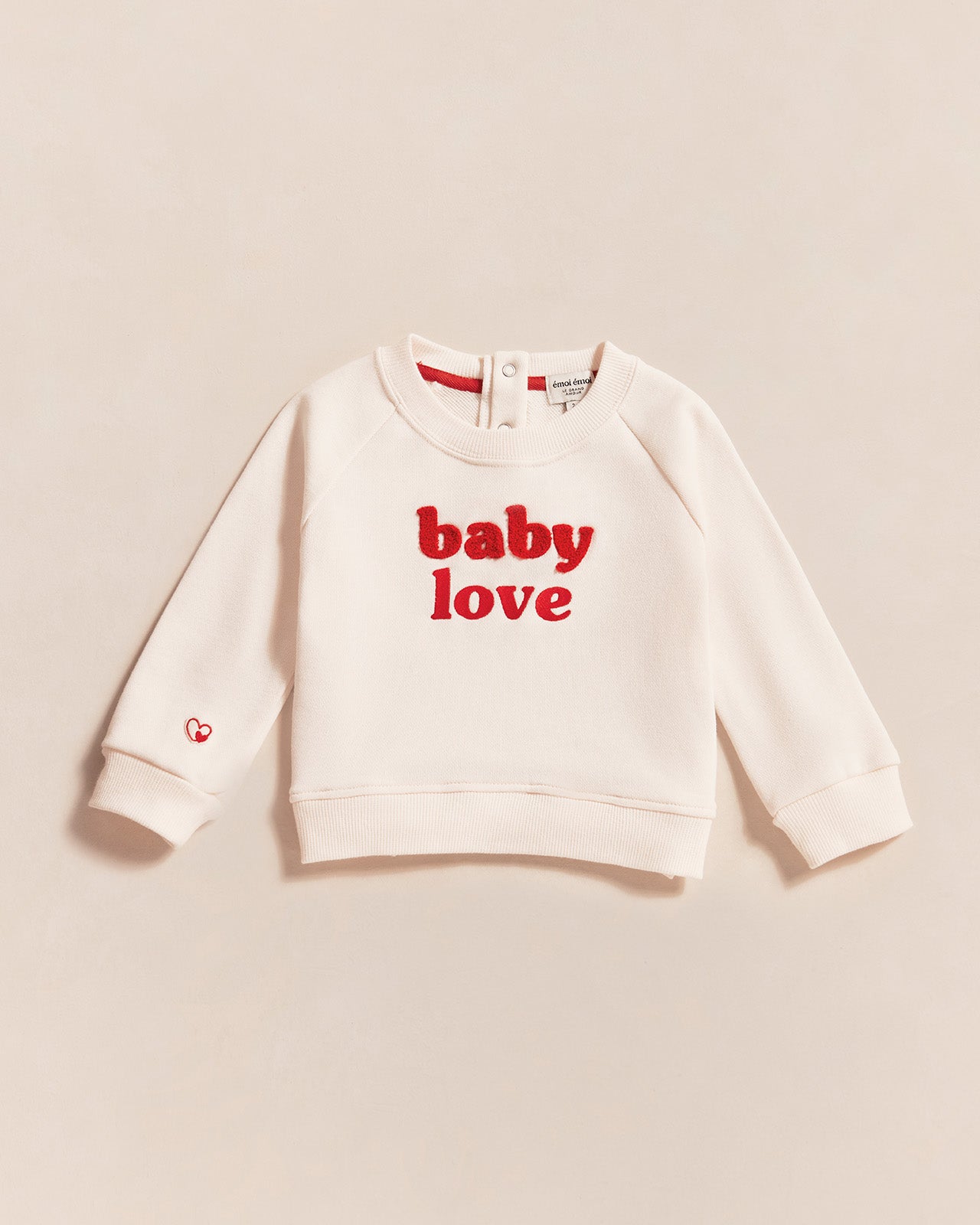 Stone Sweat Cream “Baby Love” Embroidered Red