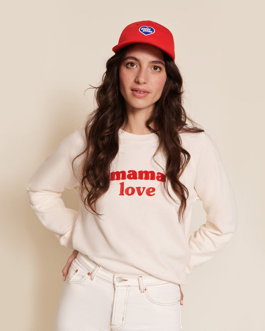 Sweat Stella Cream” Mama Love ” Embroidered Red