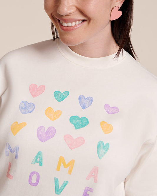 Julie Tee-Shirt “Mama Love” Cream & Multicolor Hearts