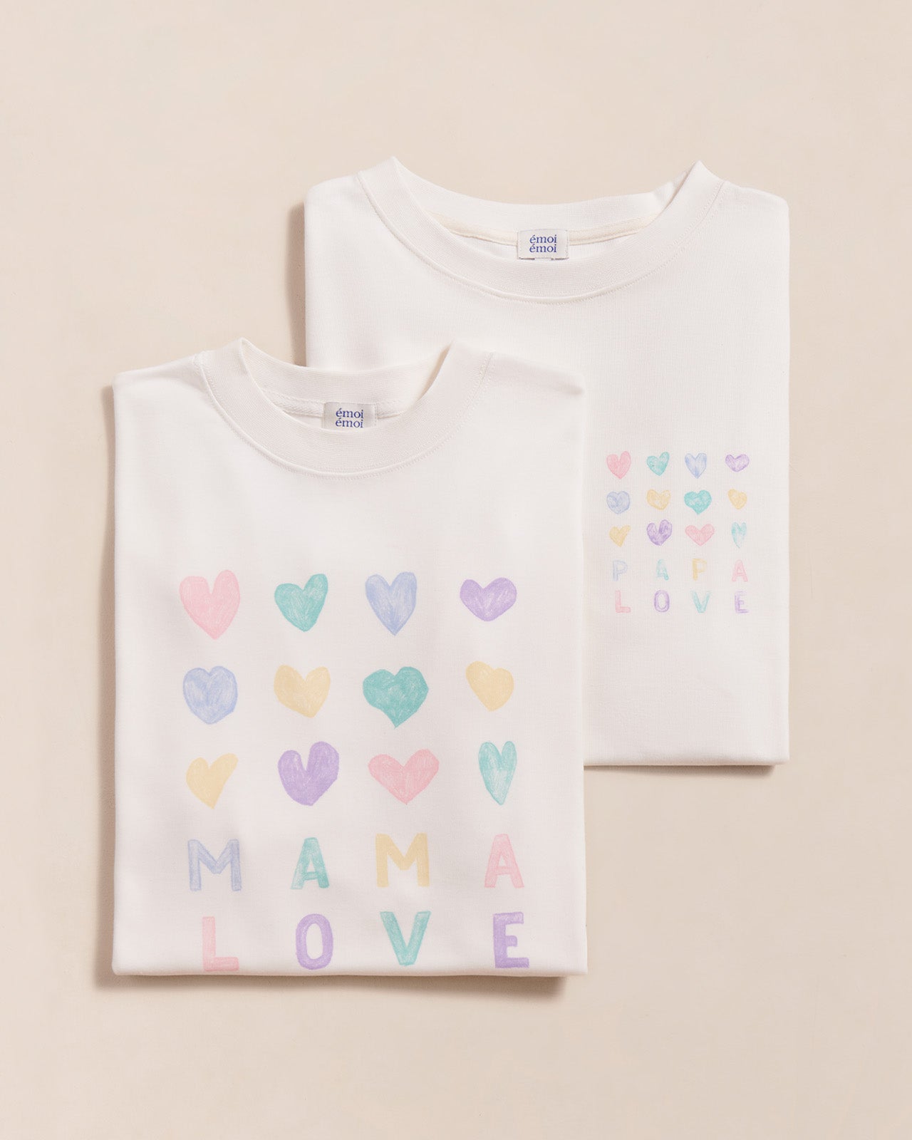 Julie Tee-Shirt “Mama Love” Cream & Multicolor Hearts