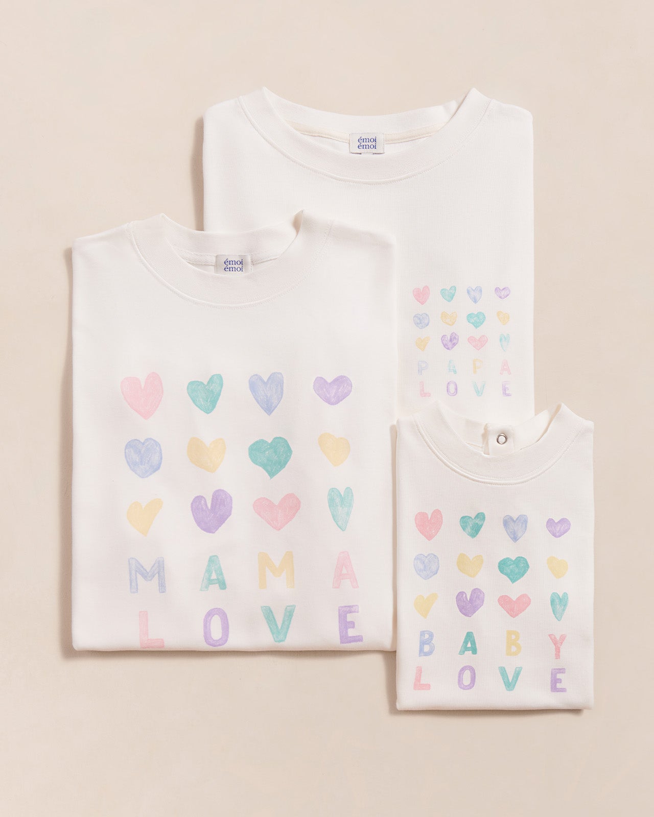 Julie Tee-Shirt “Mama Love” Cream & Multicolor Hearts