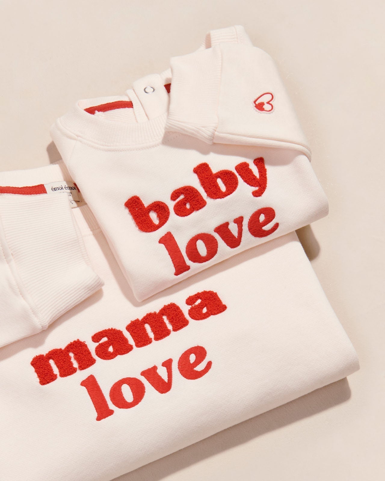 Stone Sweat Cream “Baby Love” Embroidered Red