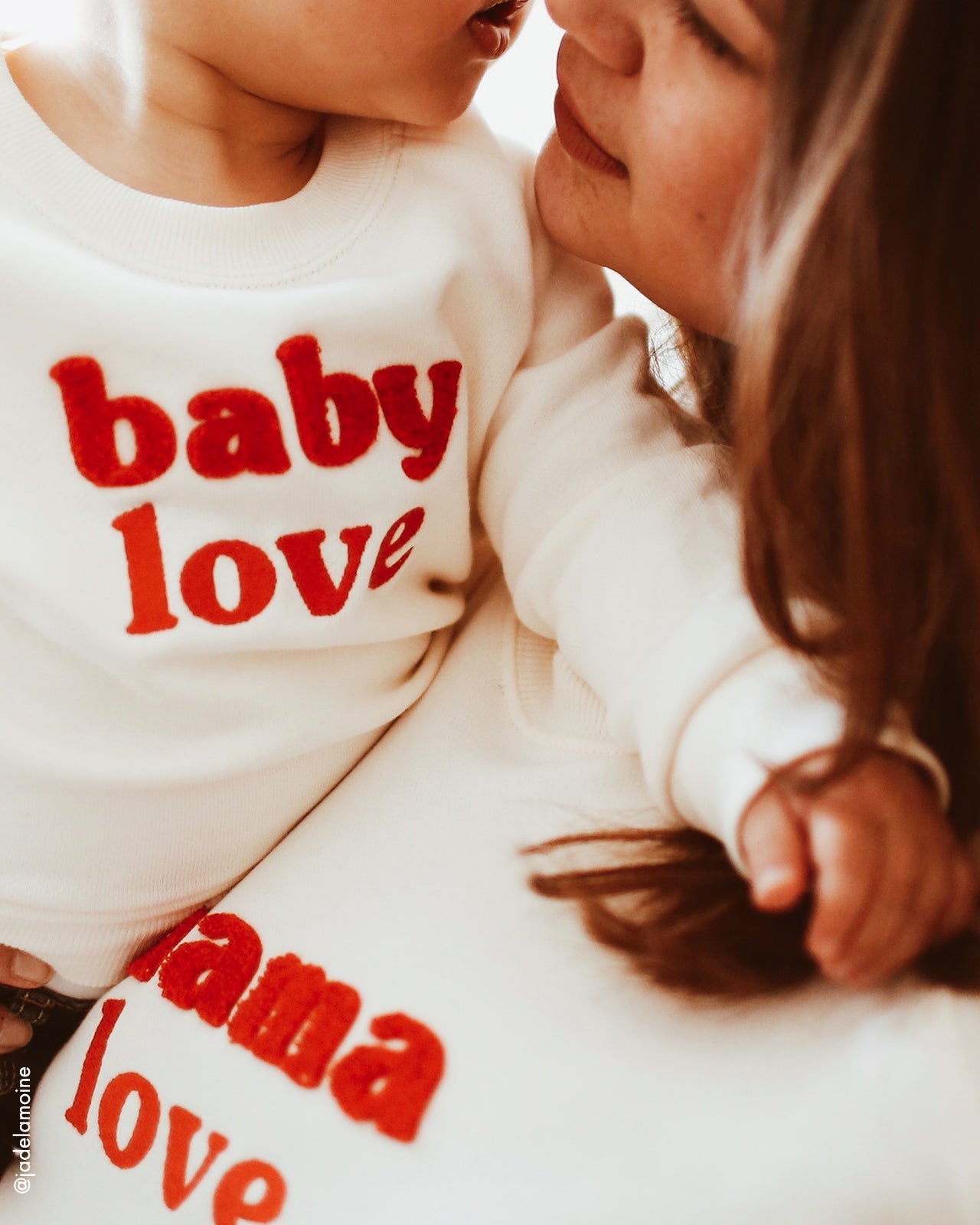 Stone Sweat Cream “Baby Love” Embroidered Red