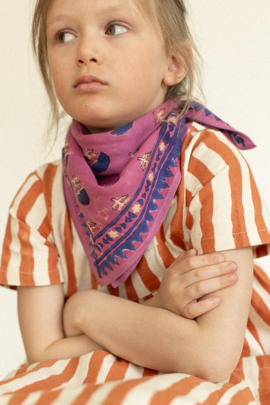 Small Scarf Manika - Florets Fushia