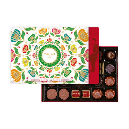 Assorted box of 22 chocolates with spring sleeve - Maxim’s Paris