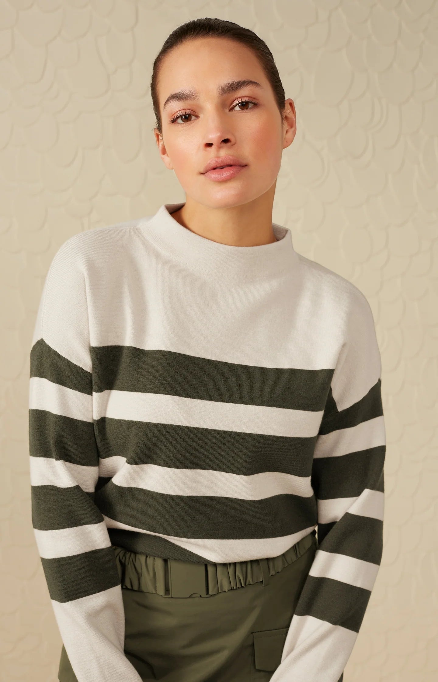Sweater With High Neck Khaki