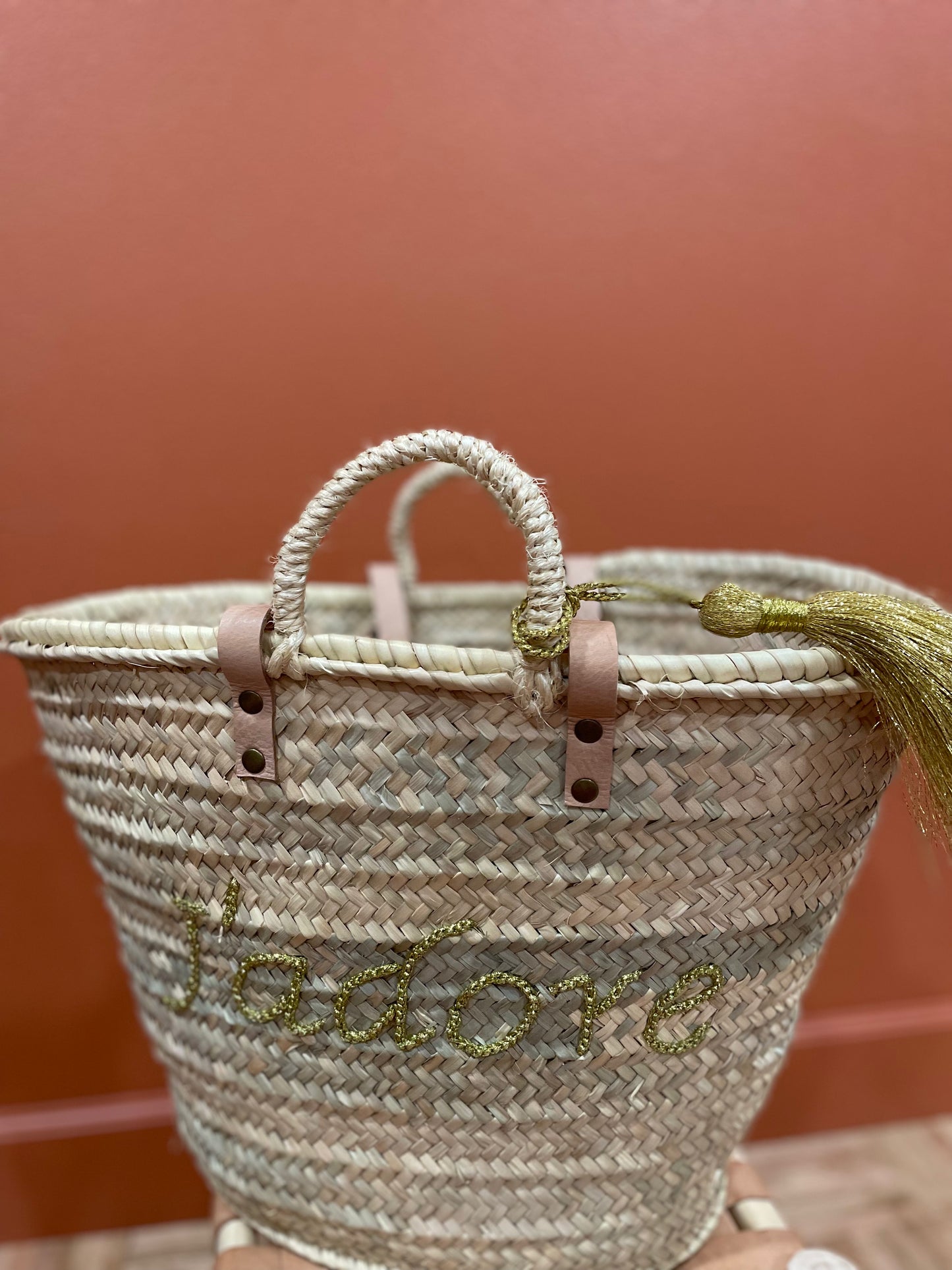 Moroccan Basket Bag "J'ADORE" Gold