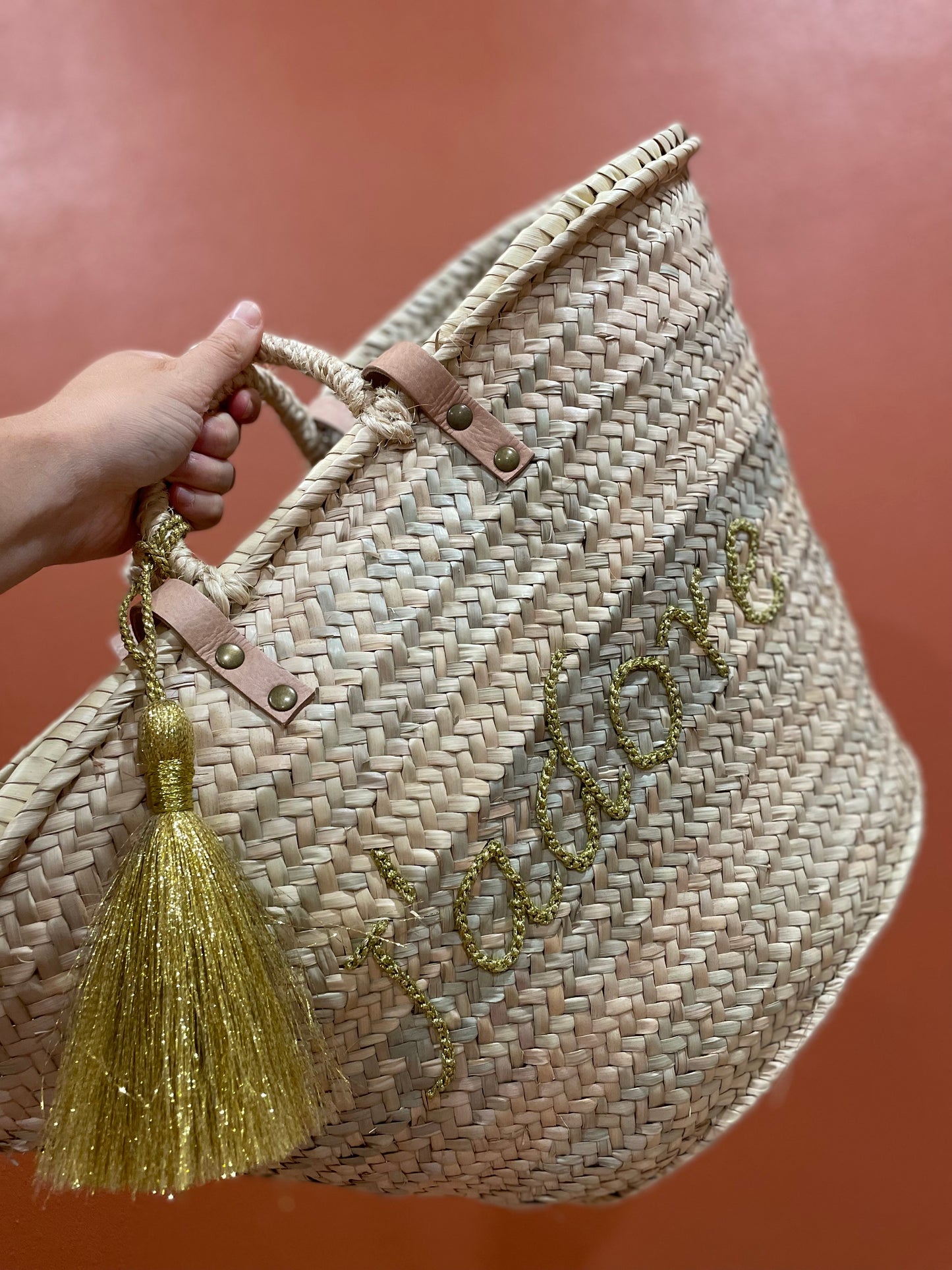 Moroccan Basket Bag "J'ADORE" Gold