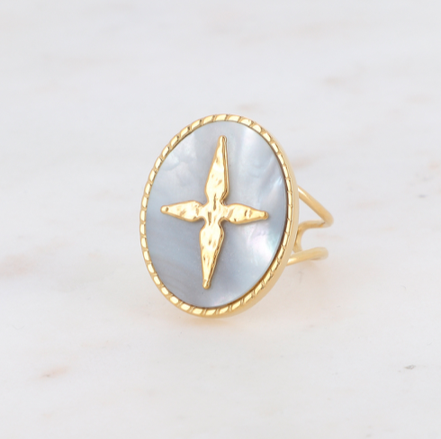 Star Ring White Mother-of-pearl Gold