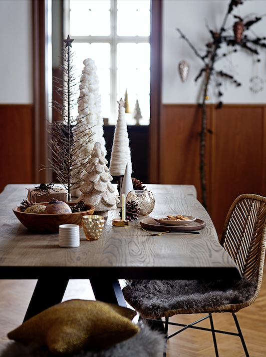 Wool Christmas Tree with Star and Wood Base 18"