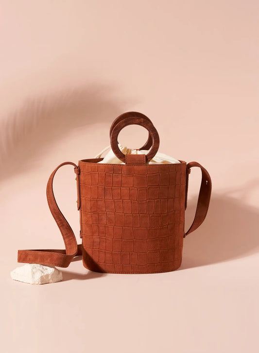 Carmen Handbag Embossed Cognac Croco