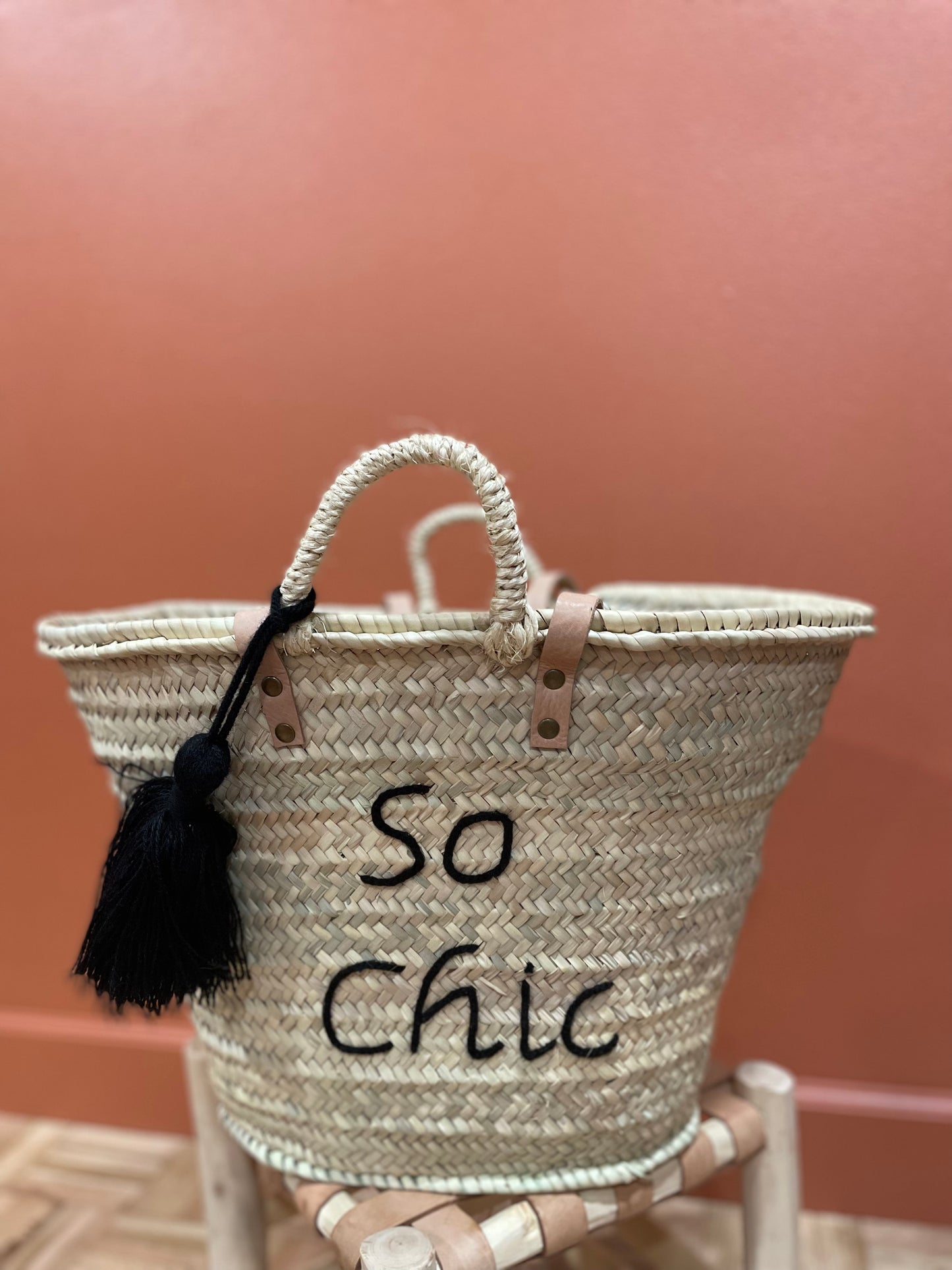Moroccan Basket Bag "SO CHIC" Black