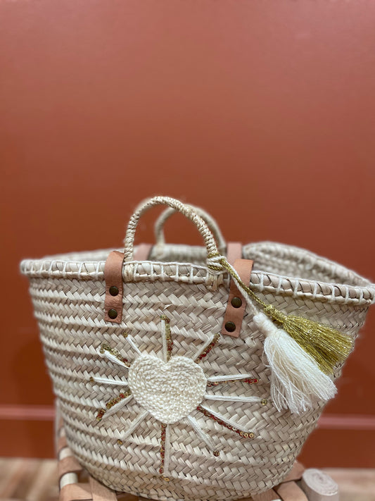 Moroccan Basket Bag Heart cream