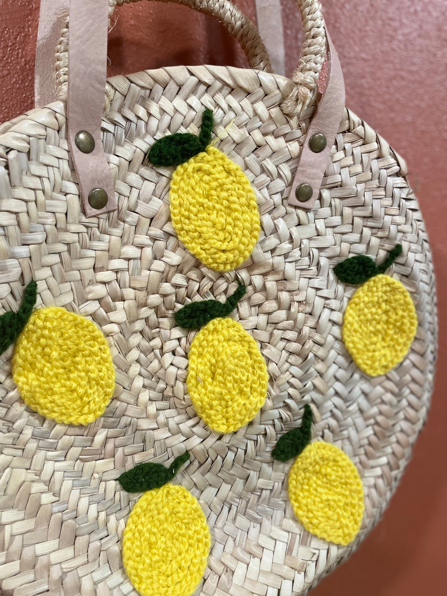 Circle Moroccan Basket Bag Lemon