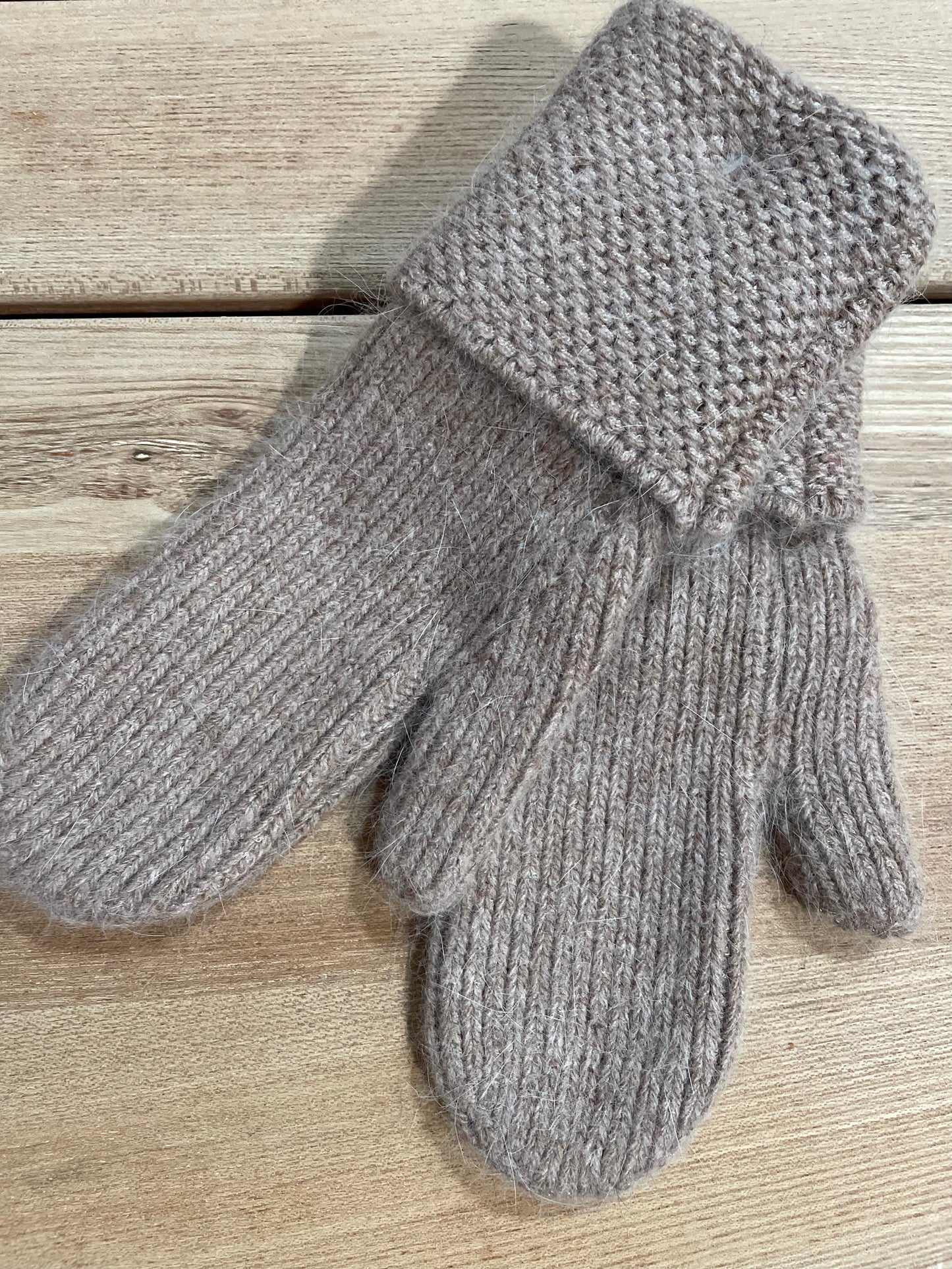 Gloves Knit Angora Beige