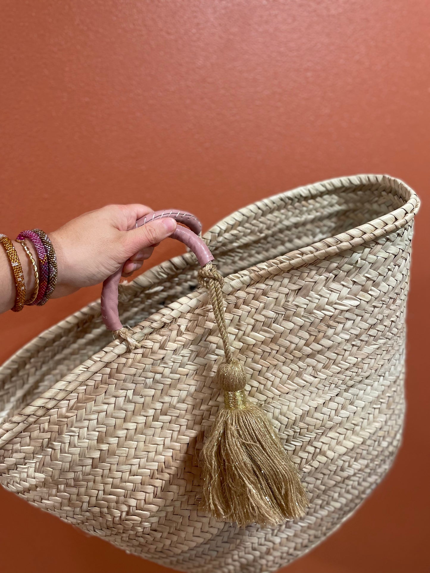 Moroccan Basket Bag Leather