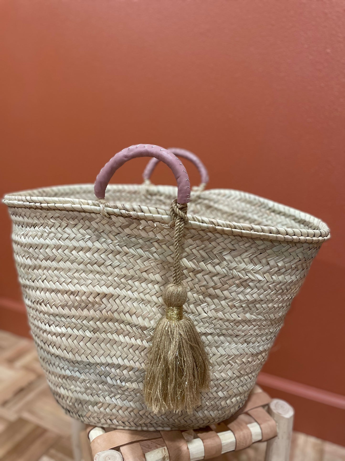 Moroccan Basket Bag Leather