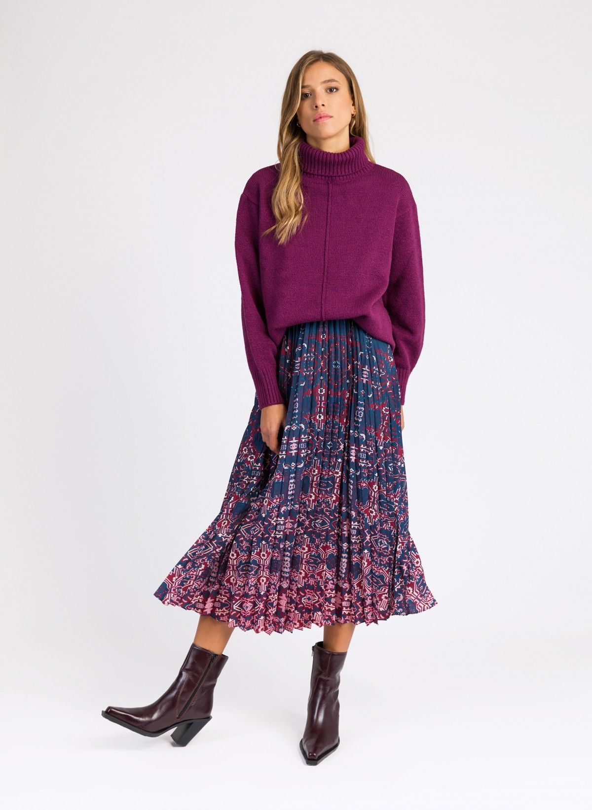 Viny Loose-fitting knit sweater Raspberry