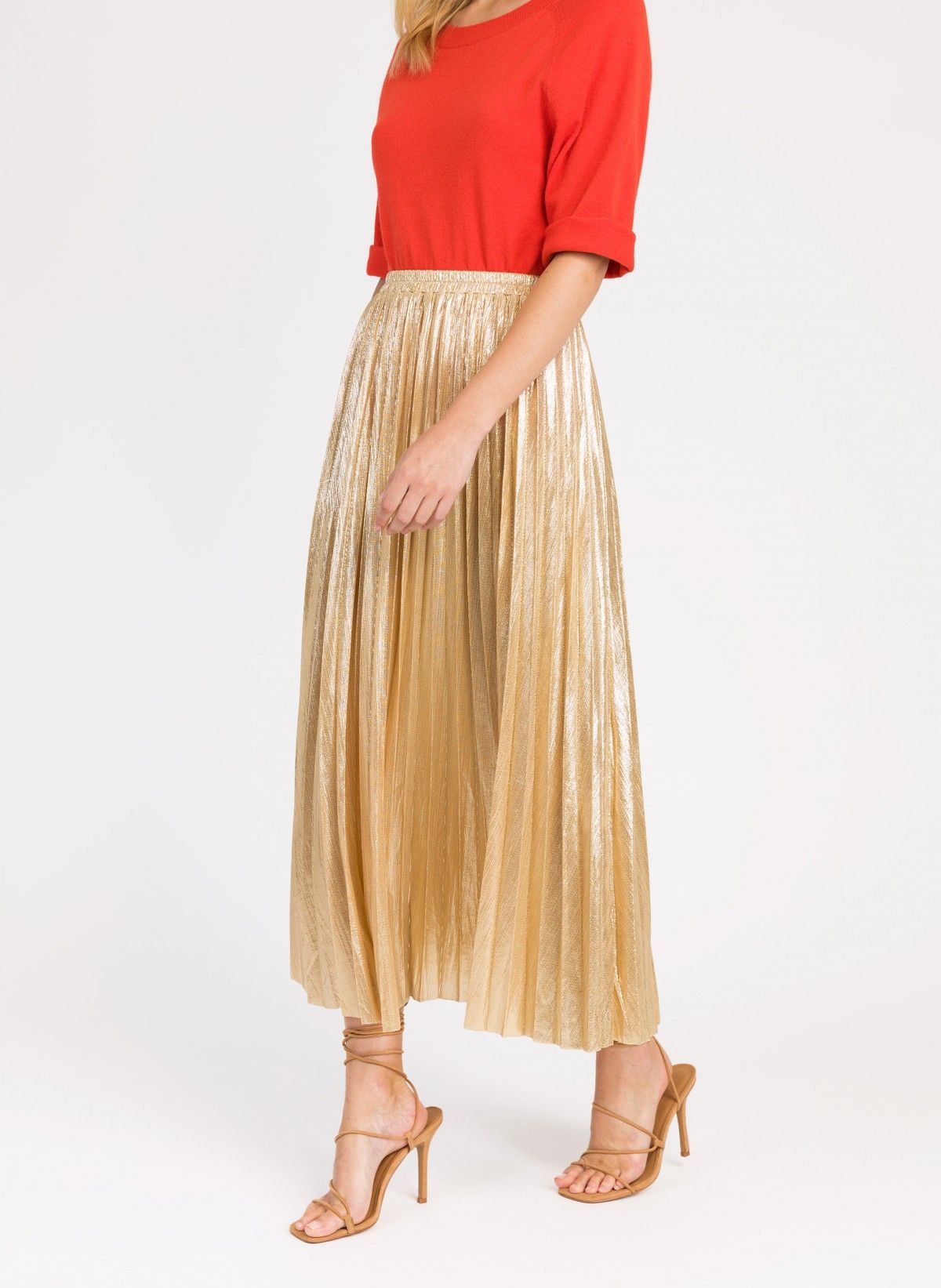 Justina Long iridescent pleated skirt Clear Gold