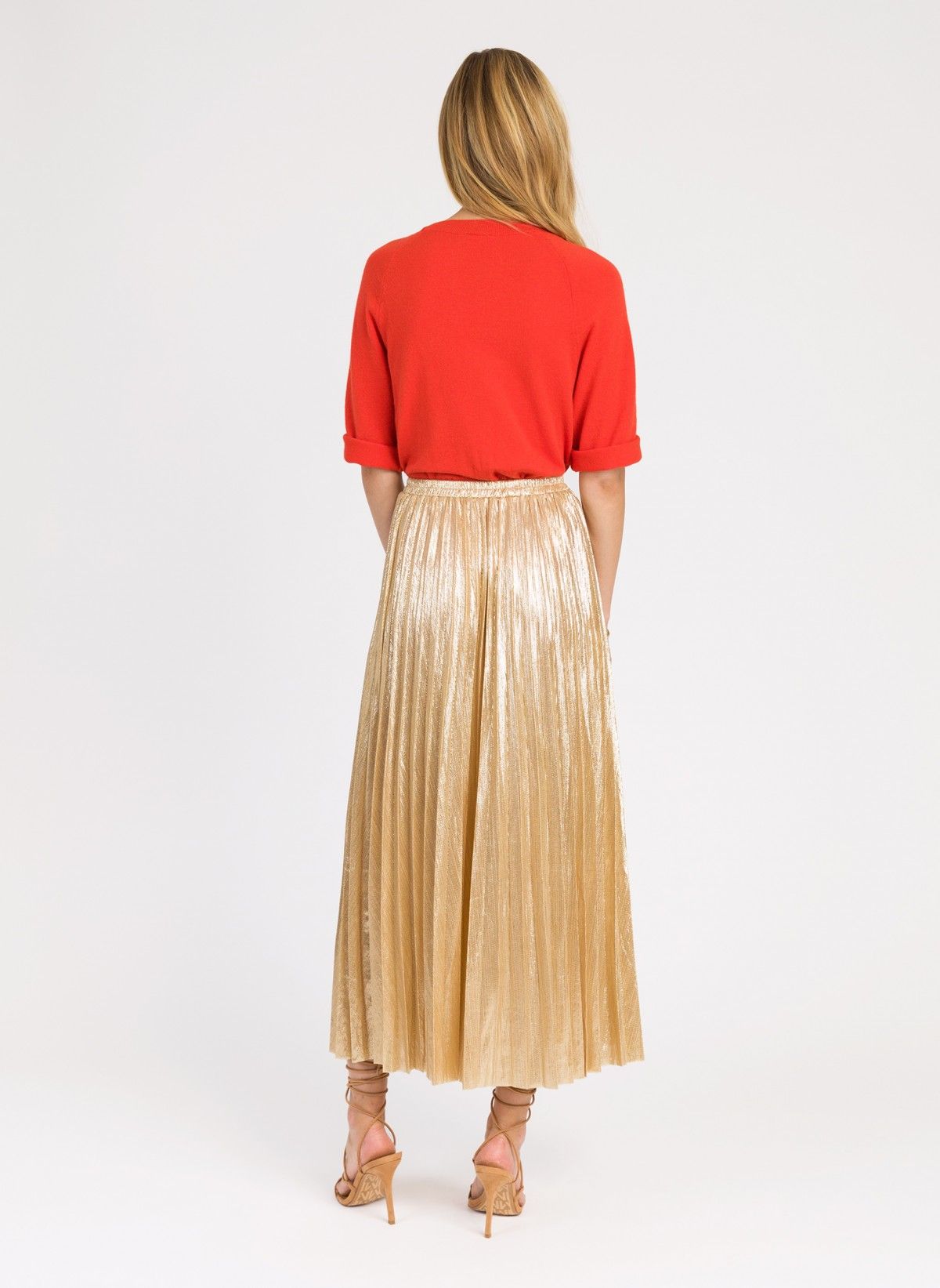 Justina Long iridescent pleated skirt Clear Gold