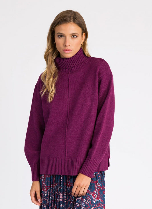 Viny Loose-fitting knit sweater Raspberry