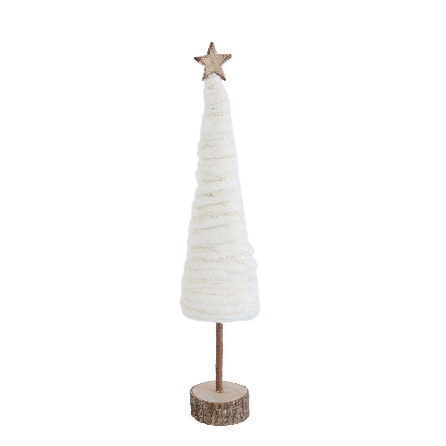 Wool Christmas Tree with Star and Wood Base 18"