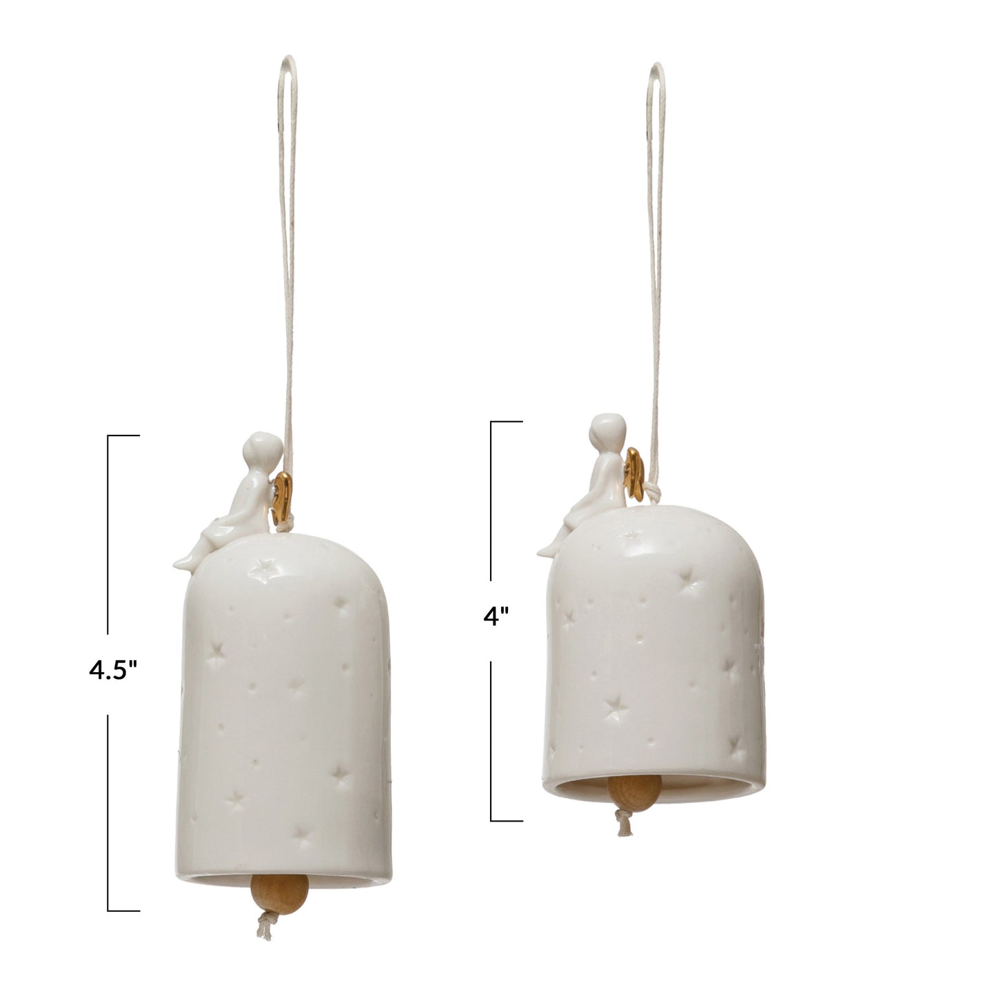 Porcelain Bell Ornaments with Angels