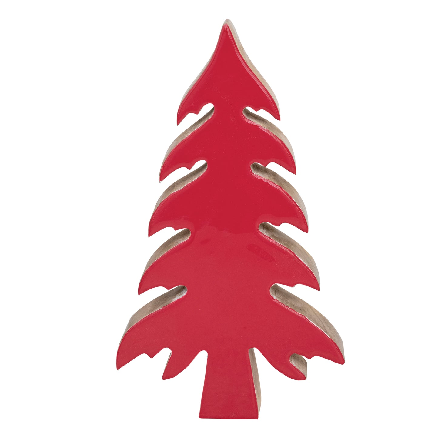 Enameled Mango Wood Christmas Tree Red