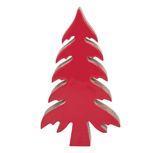 Enameled Mango Wood Christmas Tree Red